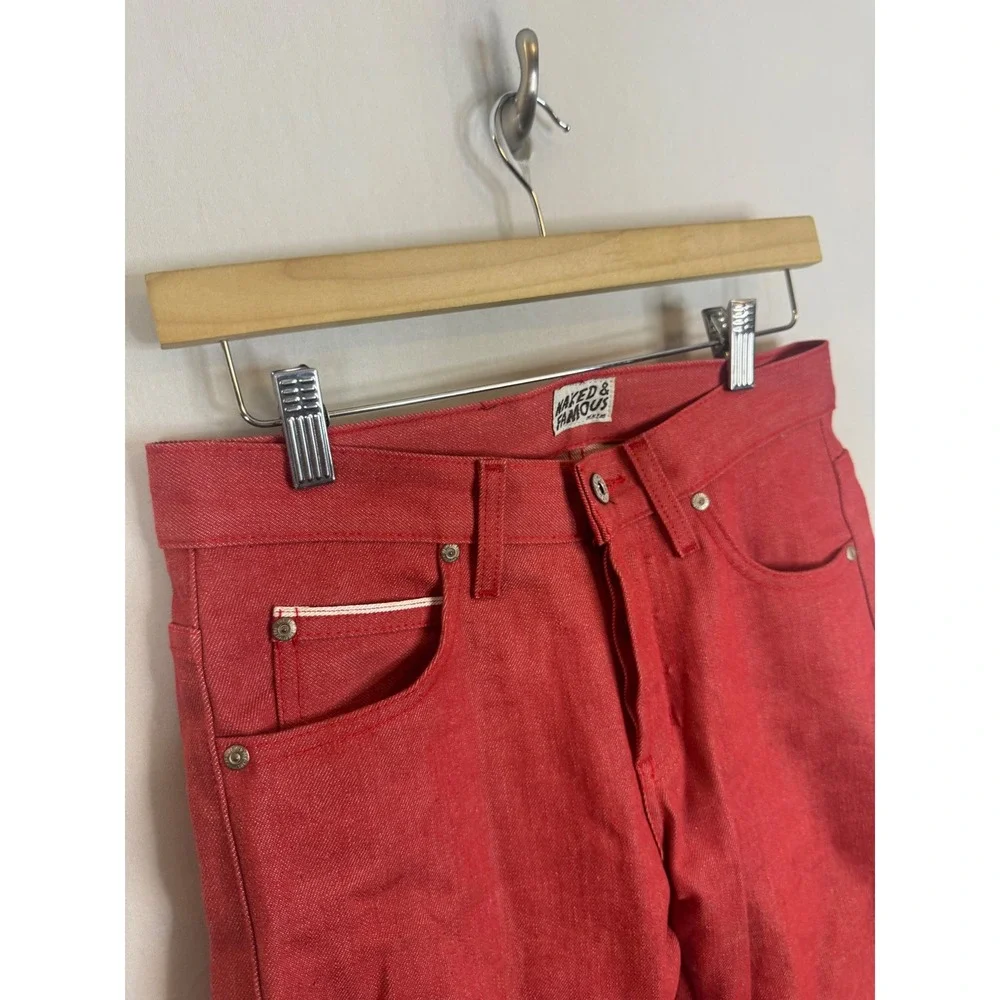 Naked & Famous SuperSkinnyGuy Red Stretch Selvedge Jeans 29X35